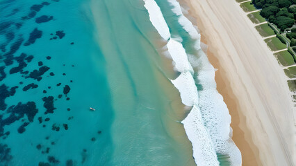 Fototapeta na wymiar Beautiful beach photo with copy space AI generated