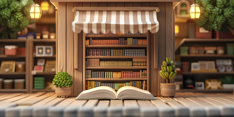  Online Book Store, Education library book vector illustration study school read literature university design. 
