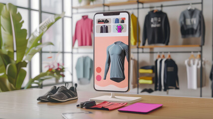 Sport Online Shopping List and Mobile App Marketplace Store Mock up Screen Banner for Advertising ux ui