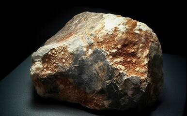 Rapidcreekite is a rare precious natural stone on a black background. AI generated. Header banner mockup with space.