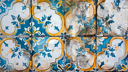 Old traditional portuguese decorative tile Azulejos.