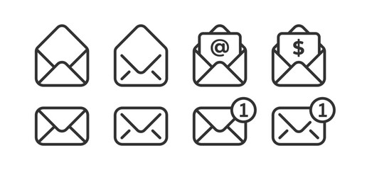 Mail icon. Message vector. Envelope with money, letter. Email communication. Business newsletter.