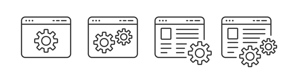 Gear website icon. Setting computer web site vector. Cogwheel app. Software development.