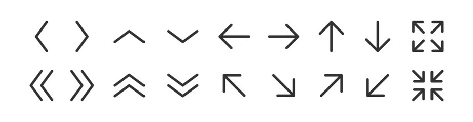 Line arrow icon. Cursor direction vector. Button next. Interface sign.