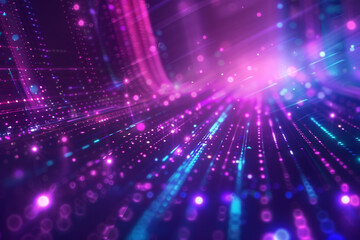 Fototapeta premium Digital technology abstract background with blurred lights and moving lights, in the style of precisionist line, 3D network connections with plexus design background Color theme red 