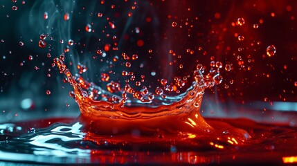 water droplets hissing as they collide with a hot griddle, creating a dynamic and visually arresting scene.