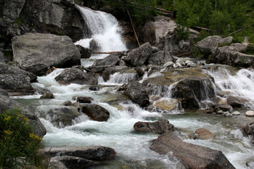 Landscape photo of part of Vodopady Studeneho potoka waterfall in High Tatras, Slovakia