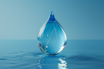 Water drop from water tab for water saving, 3D render - obrazy, fototapety, plakaty