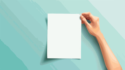 Female hand with blank paper on light background Vector