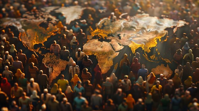 World Employee diversity as diverse cultures and multiculturalism society and international tolerance celebration of global people integration and community inclusion on world population Day