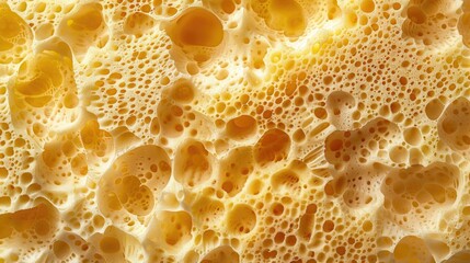 Close up image of a sponge with a yellow texture against a backdrop - obrazy, fototapety, plakaty