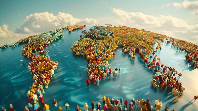 World Employee diversity as diverse cultures and multiculturalism society and international tolerance celebration of global people integration and community inclusion on world population Day