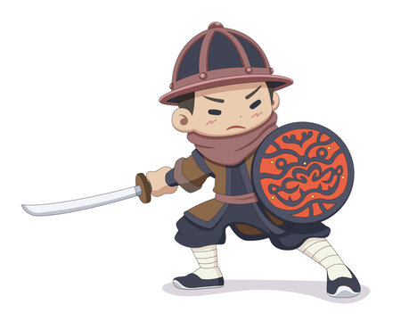 Cute style Chinese Ming dynasty soldier illustration