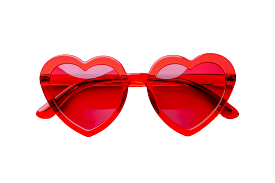 red heart shaped sunglasses png object isolated on transparent background, mockup, design, template, layout, sticker