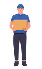 delivery man holding delivery box