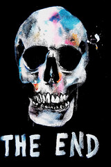 Skull on Black, Black and white skull, phone case printable