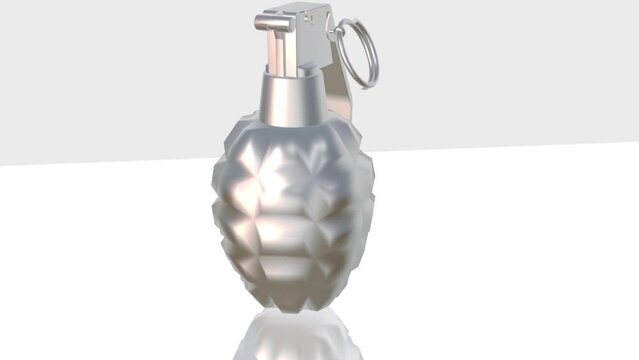 isolated grenade on white Background 3D animation