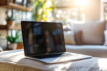 Closeup image of a hand using and touching on laptop  AI Generated