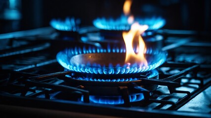 Gas stove with blue flame