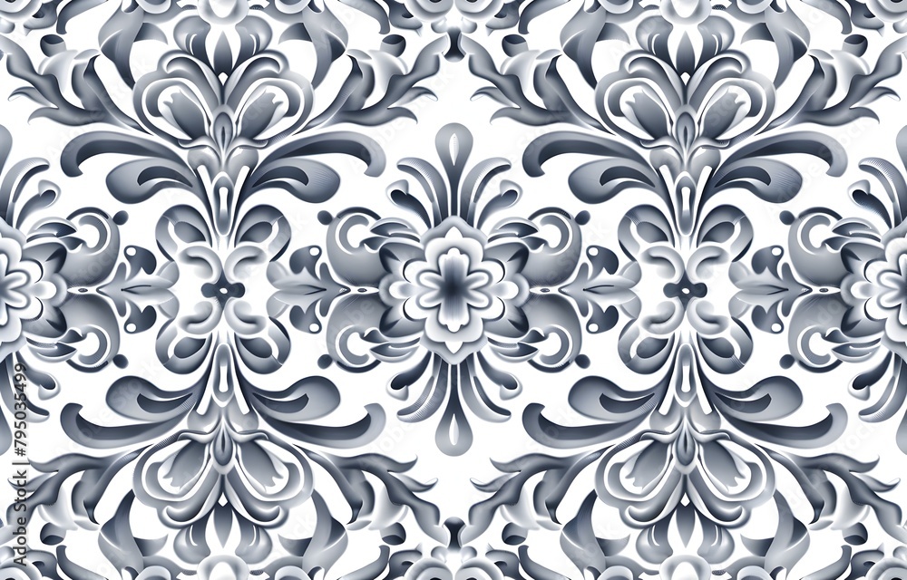 Poster luxurious arabesque pattern with elegant gray and white lines, vector seamless background for design