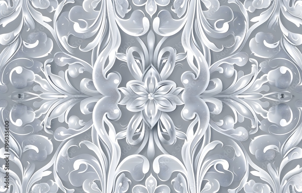 Poster luxurious arabesque pattern with elegant gray and white lines, vector seamless background for design