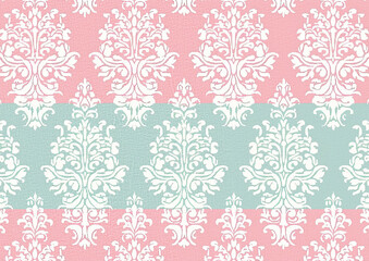 pink and turquoise color vintage ornament pattern background