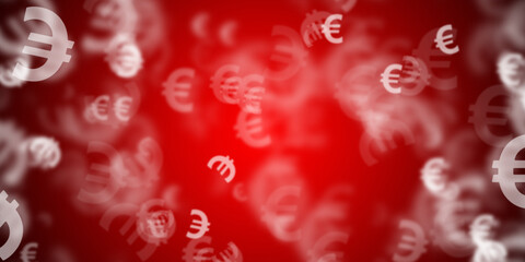 Abstract red background with flying euros