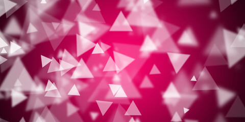 Abstract pink background with flying triangular shapes