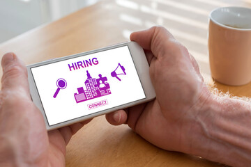 Hiring concept on a smartphone