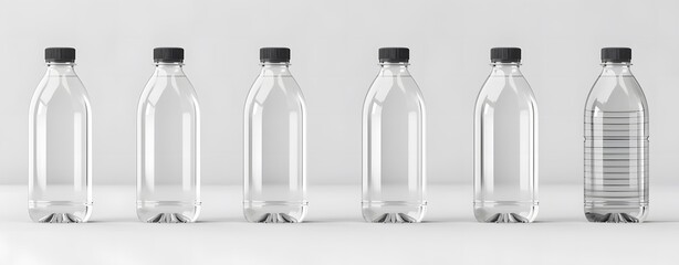Set of Empty Water Bottles - Design Template of Packaging