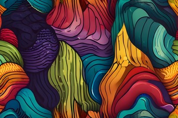 Waved background. Hand drawn waves. Seamless wallpaper on horizontally surface. Stripe texture with many lines. Wavy pattern. Line art. Print for banner, flyer Generative AI
