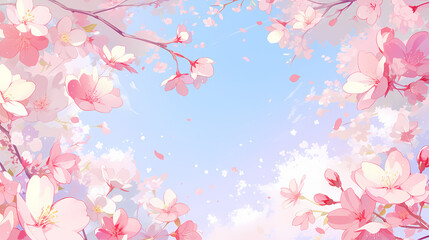 Fototapeta na wymiar cherry blossom frame background
