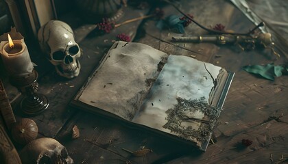 Witches' spellbook filled with dark incantations Ai Generated
