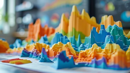 3d render of a colorful landscape made of data