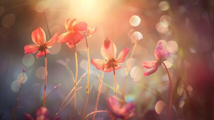 Nature's serenade: Graceful stems crowned with radiant petals against a luminous backdrop. 