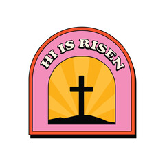 Obraz premium Christian retro sticker with a cross and the inscription 