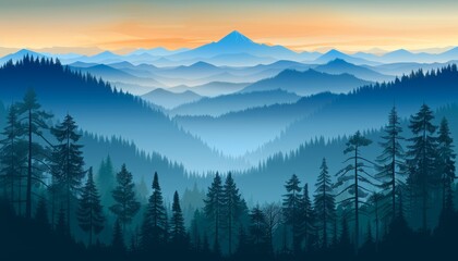 Obraz premium Breathtaking golden sunset casting warm light on the stunning mountainous terrain