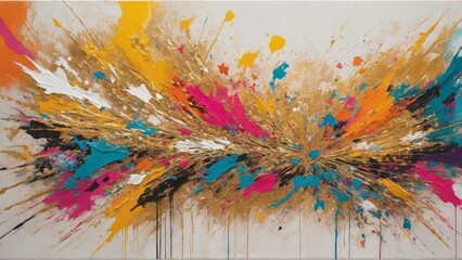Abstract canvas portraying a colorful energy burst. Artistic display of movement and vibrancy.