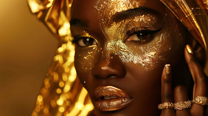 Portrait closeup Beauty fantasy african woman face in
