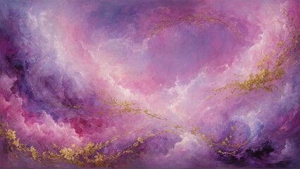 Abstract painting evoking a cosmic dust cloud. Mystical fusion of colors in a celestial theme.
