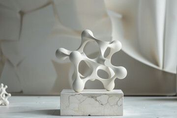 Embrace the beauty of simplicity with a Minimal Biotechnology-inspired sculpture - obrazy, fototapety, plakaty