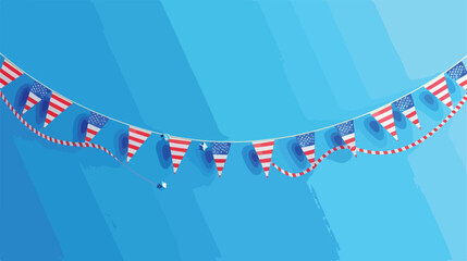 Garland in colors of USA flag on blue background. Ind