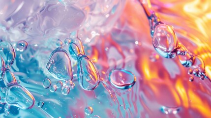 Vibrant Macro Photography of Colorful Water Drops on Glass Surface