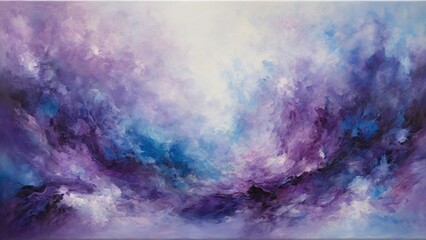 Abstract painting of ethereal clouds with twilight hues. Peaceful sky and atmospheric serenity.