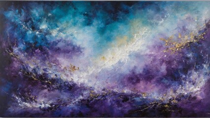 Abstract representation of nebulous clouds with deep blues and purples. Cosmic mystery and depth.