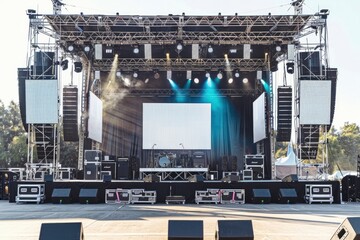 Outdoor Concert Stage Setup with Professional Audio Equipment