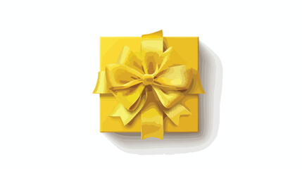 Gift box with yellow bow on white background. Interna