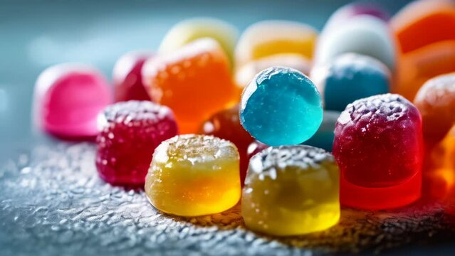 Vibrant gummy candy closeup perfect for food photography