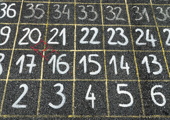 Counting Fun on the Playground. Chalk Numbers Galore. Train your brain. concept. 