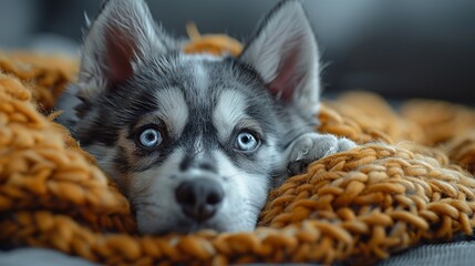 Husky crossed with Pomeranian, fluffy blend of arctic and toy